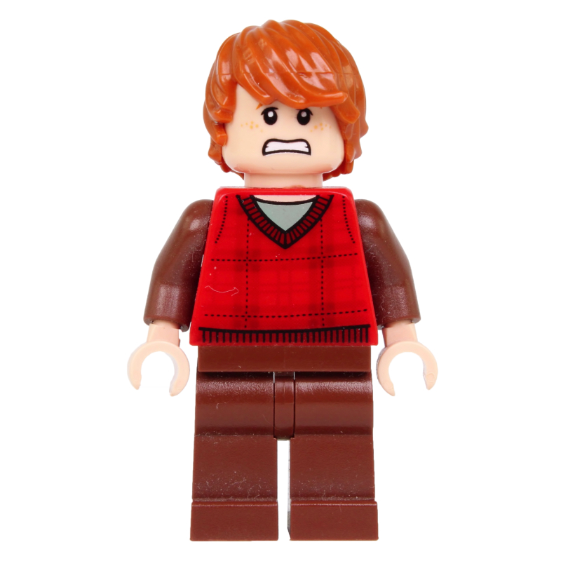Ron Weasley, chandail en tartan rouge, jambes brun rougeâtre (Ron Weasley, Red Tartan Sweater Vest, Reddish Brown Legs)
