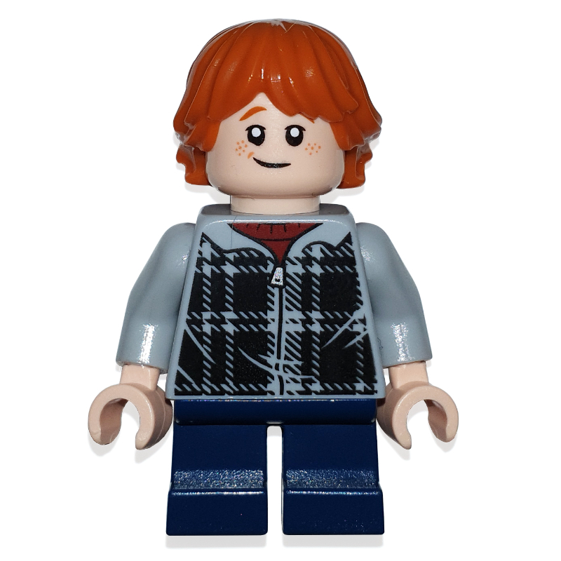Ron Weasley, veste à carreaux gris clair bleuté avec fermeture éclair, jambes courtes (Ron Weasley, Light Bluish Gray Plaid Jacket with Zipper, Short Legs)