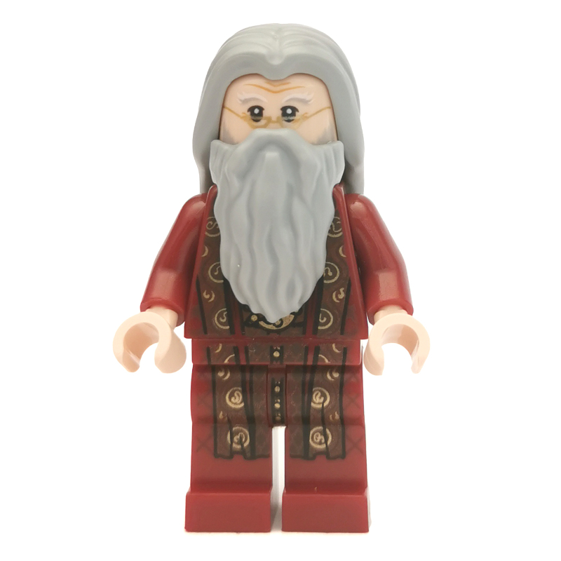 Albus Dumbledore, robes rouge foncé, cheveux gris bleuté clair et barbe (Albus Dumbledore, Dark Red Robes, Light Bluish Gray Hair and Beard)