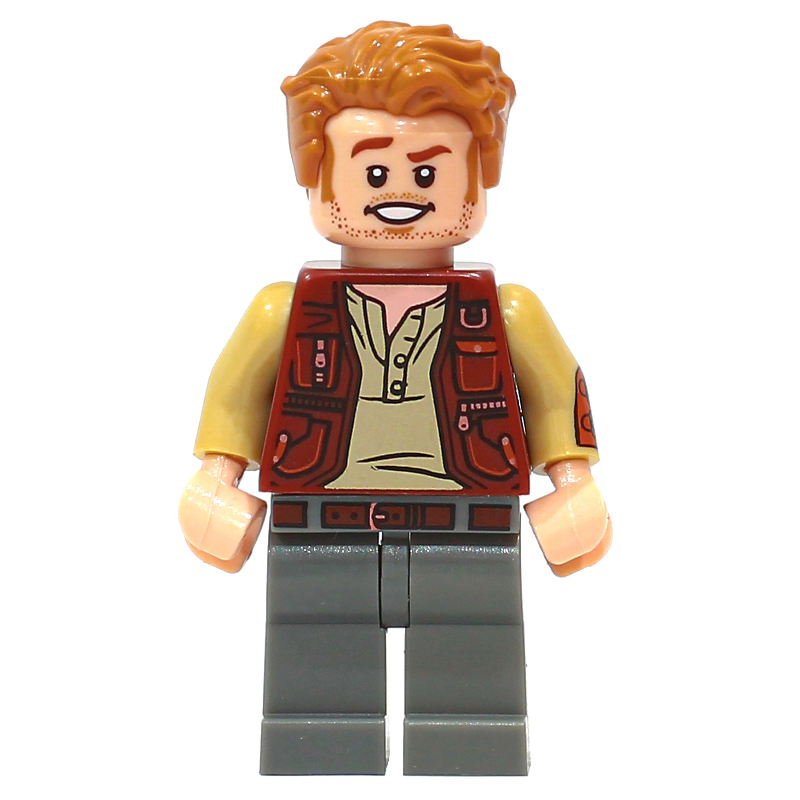 Owen Grady avec gilet brun rougeâtre, et jambes gris bleuâtre foncé avec ceinture (Owen Grady with Reddish Brown Vest, and Dark Bluish Gray Legs with Belt)