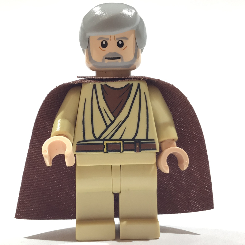 Obi-Wan Kenobi, vieux, robe beige, cheveux, cape brun rougeâtre (Obi-Wan Kenobi, Old, Tan Robes, Hair, Reddish Brown Cape)