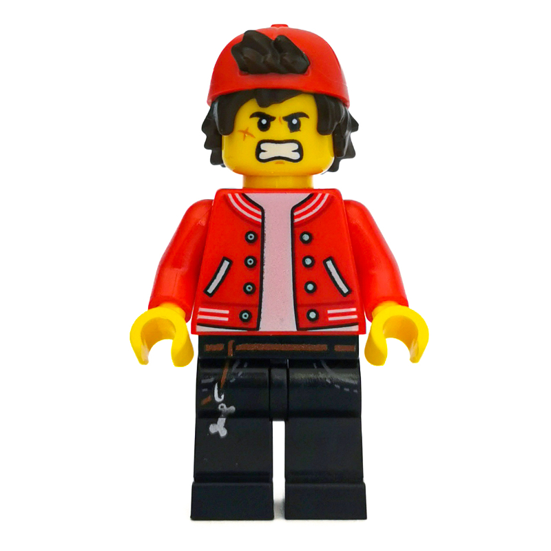 Jack Davids, veste rouge avec casquette rouge à l'envers (Jack Davids, Red Jacket with Backwards Red Cap)