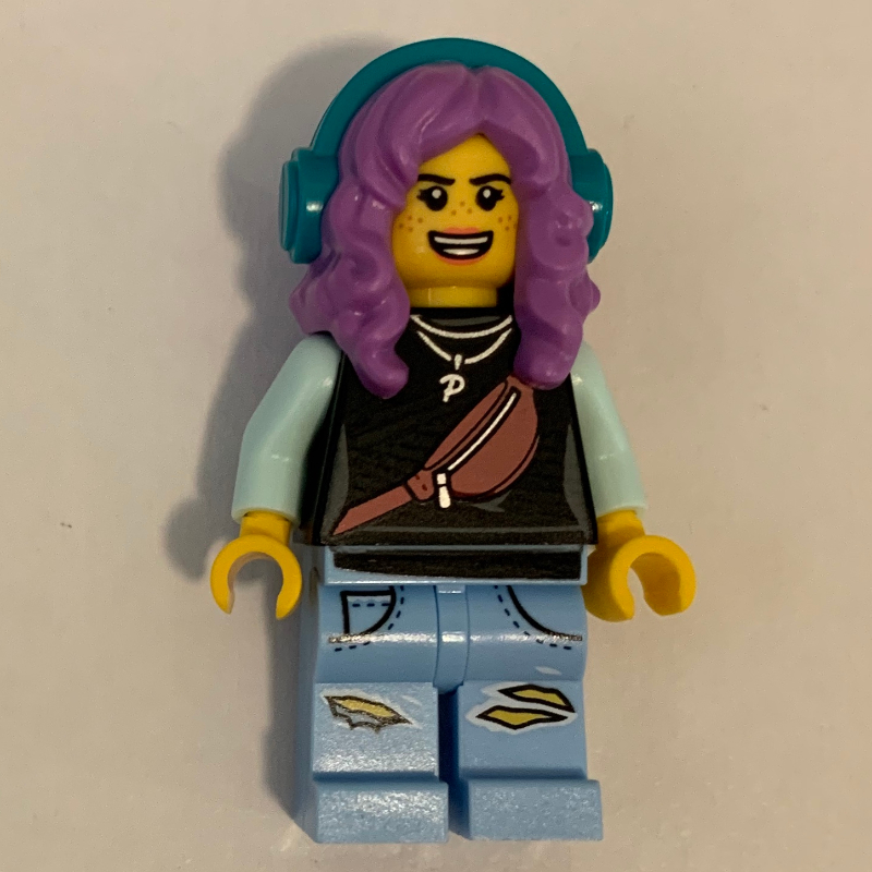 Parker l. jackson, haut noir, cheveux moyen lavande avec casque (Parker L. Jackson, Black Top, Medium Lavender Hair with Headphones)