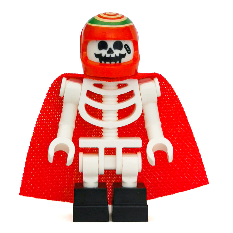 Douglas elton / el fuego, Squelette avec casque rouge et cape, pieds noirs (Douglas Elton / El Fuego, Skeleton with Red Helmet and Cape, Black Feet)