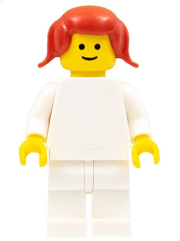 Femelle, torse et jambes blancs unis, cheveux de queues de cochon rouges (Female, Plain White Torso and Legs, Red Pigtails Hair)
