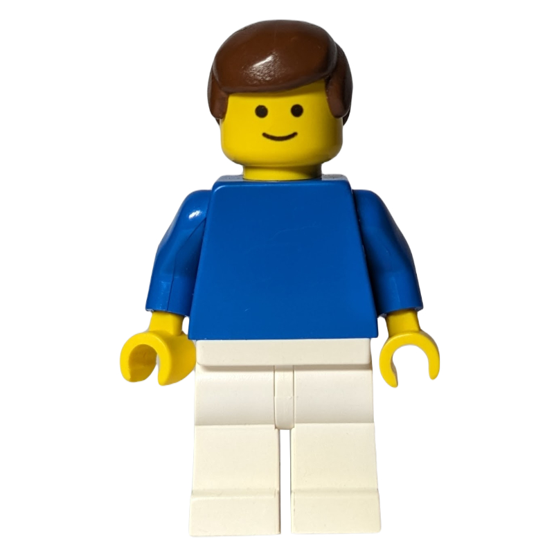 Footballeur, torse bleu uni et jambes blanches, cheveux bruns (3626a tête) (Football Player, Plain Blue Torso and White Legs, Brown Hair (3626a Head))