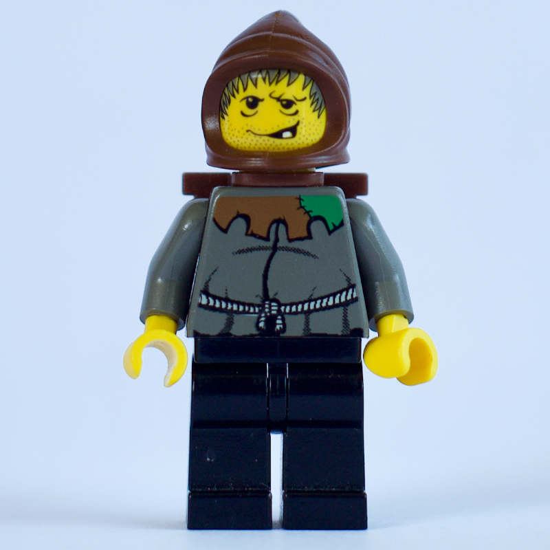 Bossu - casquette marron, panier marron (Hunchback - Brown Cap, Brown Basket)