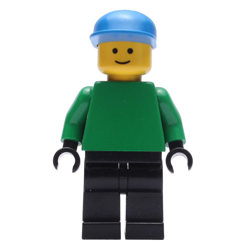 Gardien de but joueur de football vert torse, jambes noires, casquette bleue (Soccer Player Goalie Green Torso, Black Legs, Blue Cap)