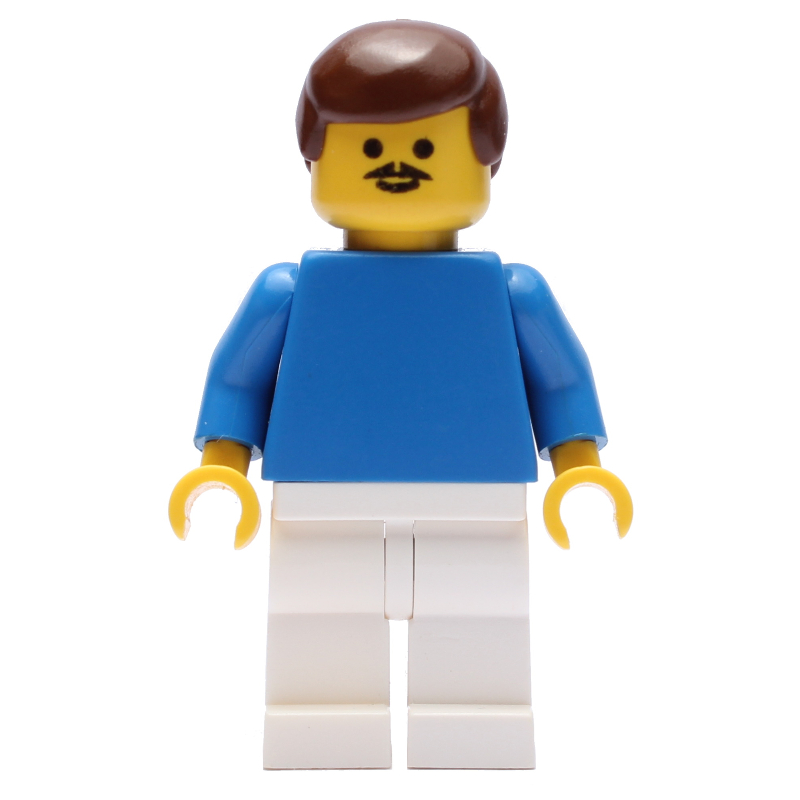 Joueur de football torse bleu, jambes blanches, cheveux bruns, moustache (Soccer Player Blue Torso, White Legs, Brown Hair, Mustache)