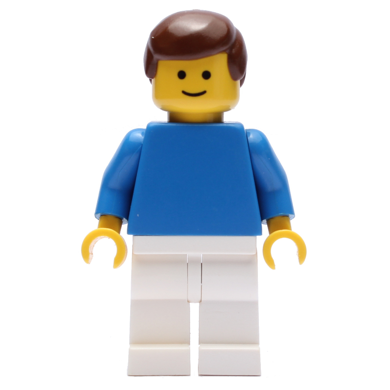 Joueur de football, torse bleu uni et jambes blanches, cheveux bruns (3626b tête) (Soccer Player, Plain Blue Torso and White Legs, Brown Hair (3626b Head))