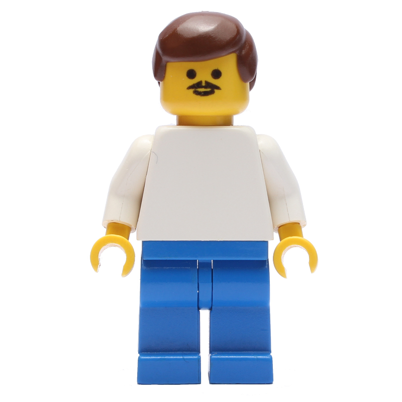 Torse blanc, jambes bleues, cheveux bruns, moustache (Soccer Player White Torso, Blue Legs, Brown Hair, Mustache)