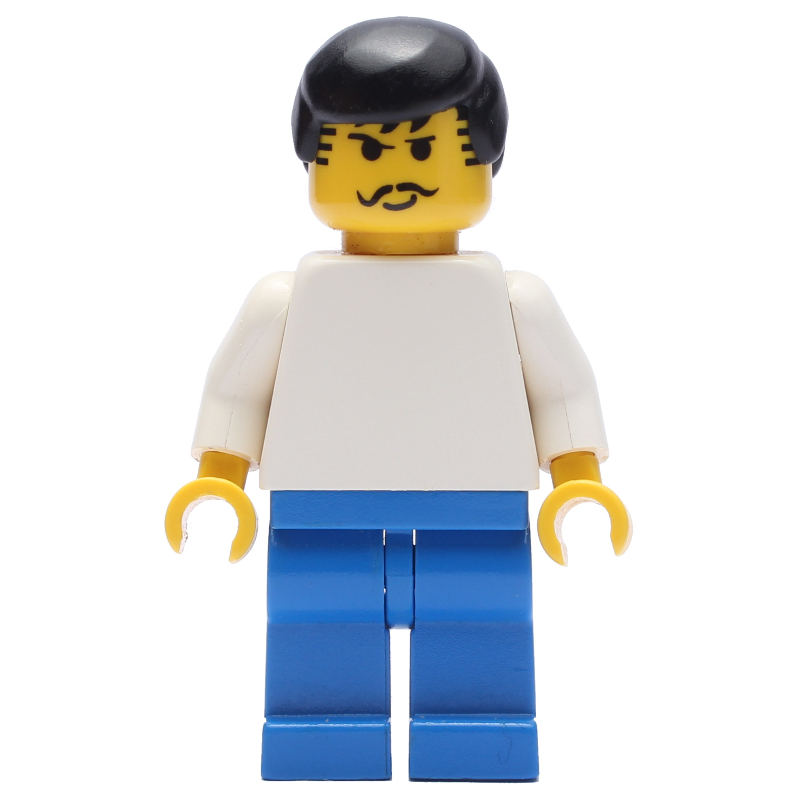 Torse blanc, jambes bleues, cheveux noirs, moustache (Soccer Player White Torso, Blue Legs, Black Hair, Mustache)