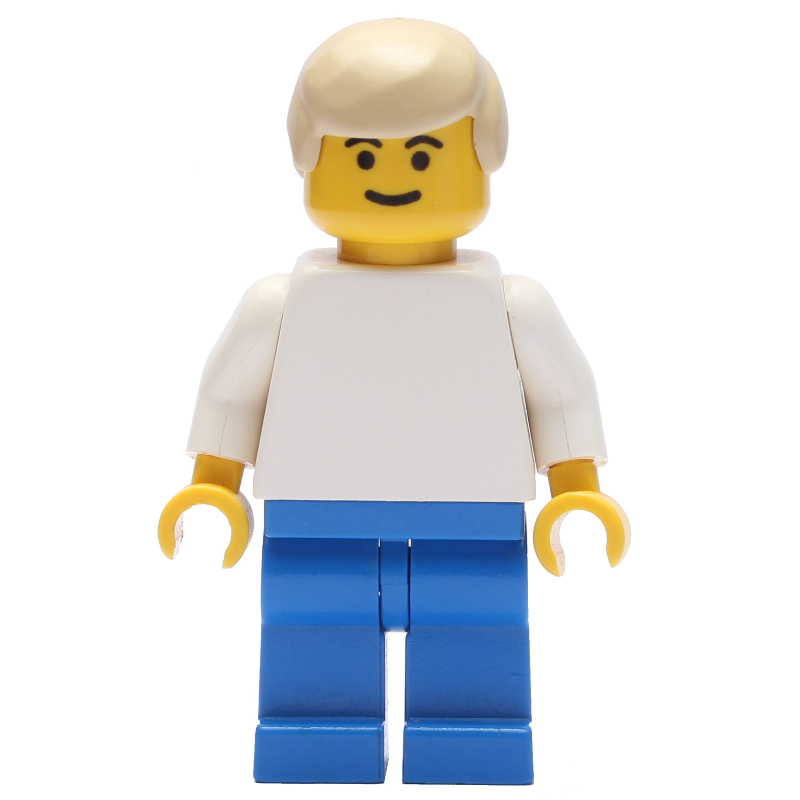 Torse blanc, jambes bleues, cheveux beiges (Soccer Player White Torso, Blue Legs, Tan Hair)