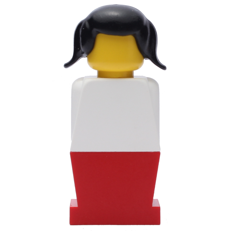 LEGOLAND femelle, torse blanc, jambes rouges, cheveux noirs (LEGOLAND Female, White Torso, Red Legs, Black Hair)