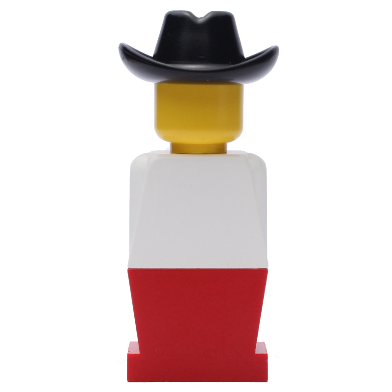LEGOLAND torse blanc, jambes rouges, chapeau de cowboy noir (LEGOLAND White Torso, Red Legs, Black Cowboy Hat)