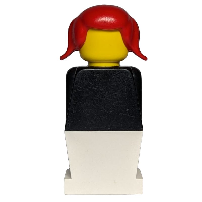 LEGOLAND femelle, torse noir, jambes blanches, cheveux rouges (LEGOLAND Female, Black Torso, White Legs, Red Hair)