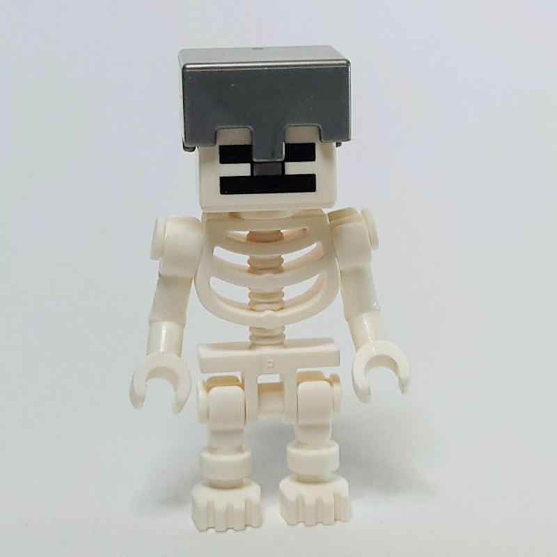 Squelette, crâne carré, casque argent mat (Skeleton, Square Skull, Flat Silver Helmet)