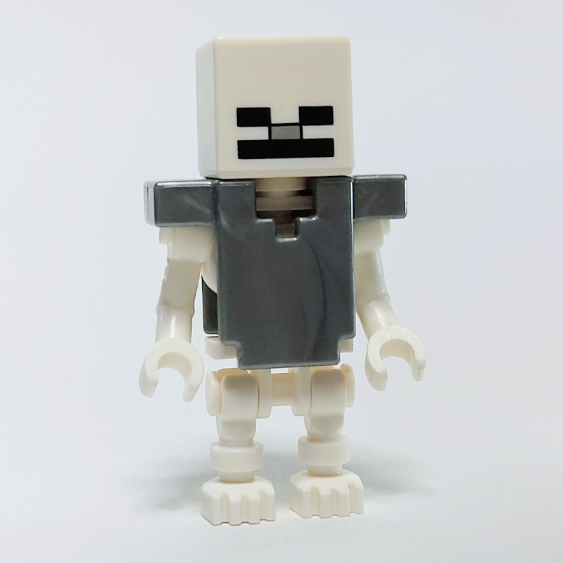 Squelette, crâne carré, armure argent mat (Skeleton, Square Skull, Flat Silver Armor)