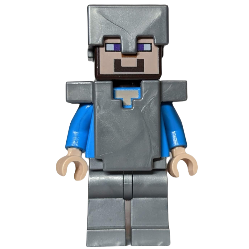 Steve en casque plat argenté, armure et jambes (Steve in Flat Silver Helmet, Armor and Legs)