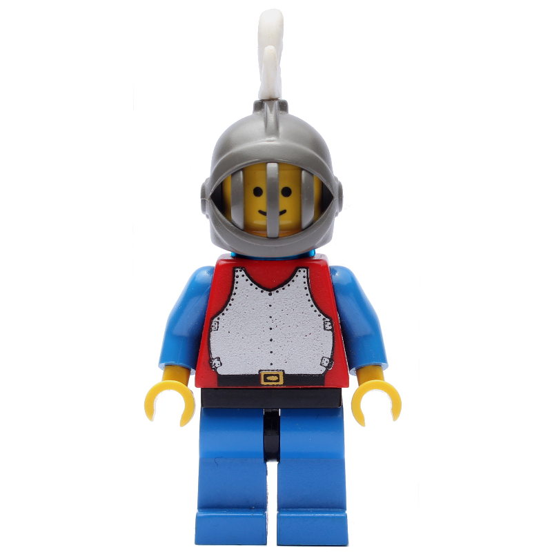 Chevalier (plaque de poitrine sur rouge) - jambes bleues, plume blanche (Knight (Breastplate on Red) - Blue Legs, White Plume)
