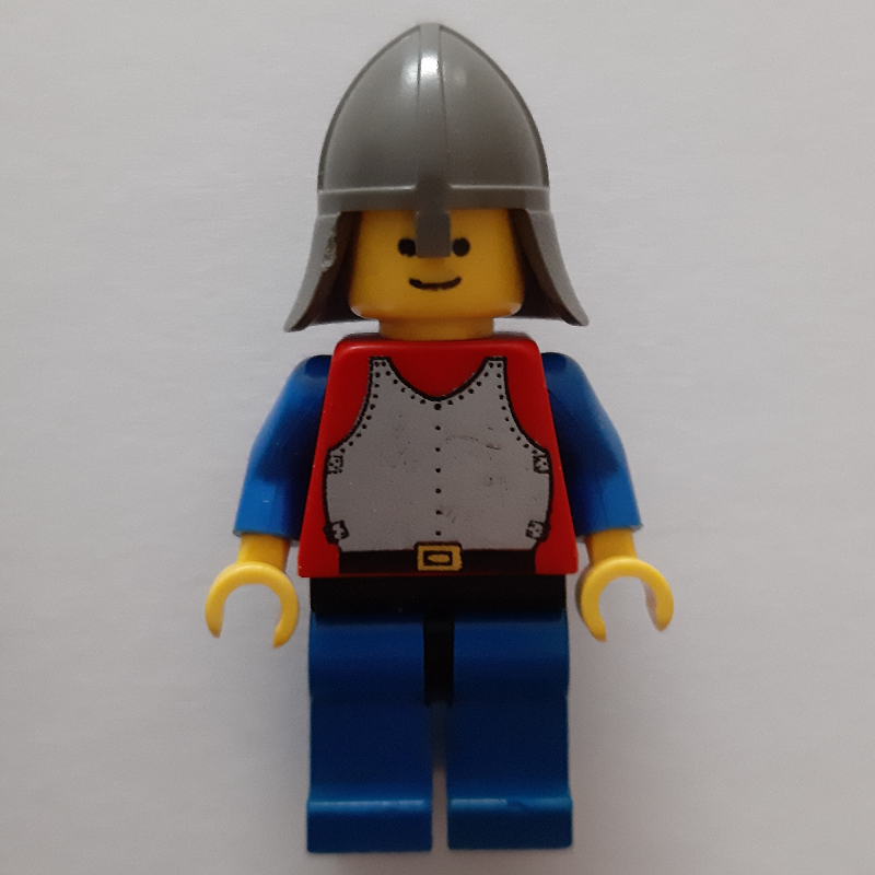 Chevalier (plaque de poitrine sur rouge) - jambes bleues, protège-cou gris foncé (Knight (Breastplate on Red) - Blue Legs, Dark Gray Neck-Protector)