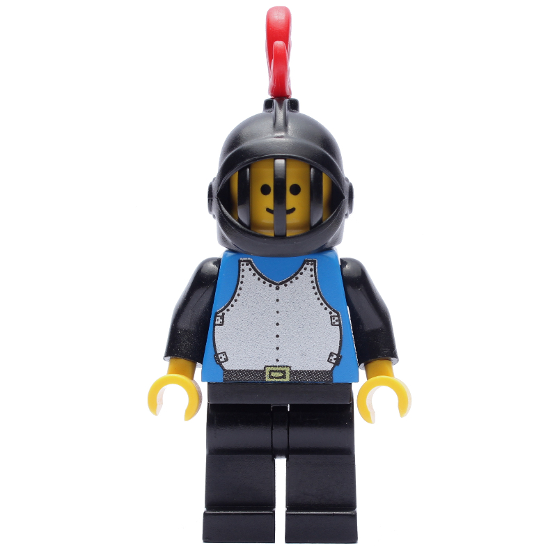 Chevalier (plaque de poitrine sur bleu) - jambes noires, casque noir, plume rouge (Knight (Breastplate on Blue) - Black Legs, Black Helmet, Red Plume)