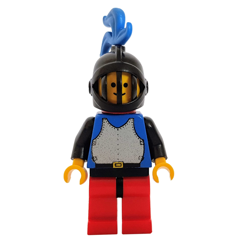Chevalier (plaque de poitrine sur bleu) - jambes rouges, panache bleu (Knight (Breastplate on Blue) - Red Legs, Blue Plume)
