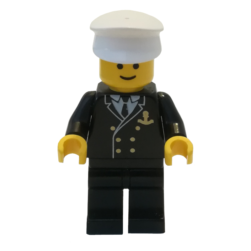 Amiral bateau, costume noir avec ancre d'or (3626b tête) (Boat Admiral, Black Suit with Gold Anchor (3626b Head))