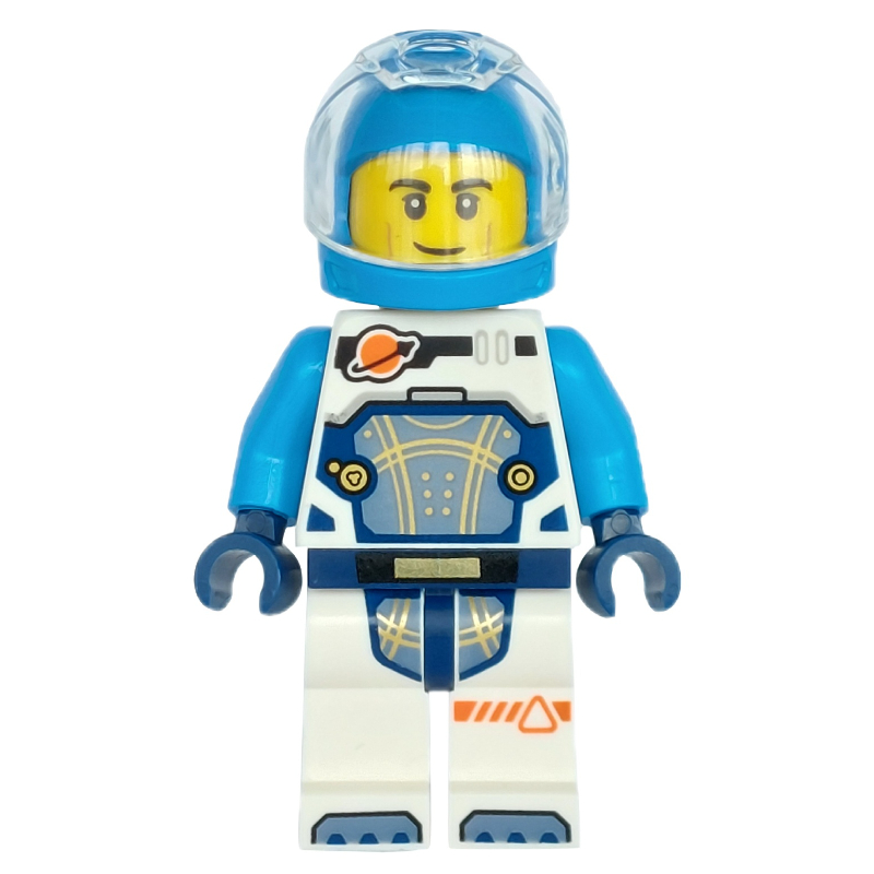 Astronaute, combinaison spatiale blanche et azur foncé, casque azur foncé (Astronaut, White and Dark Azure Spacesuit, Dark Azure Helmet)
