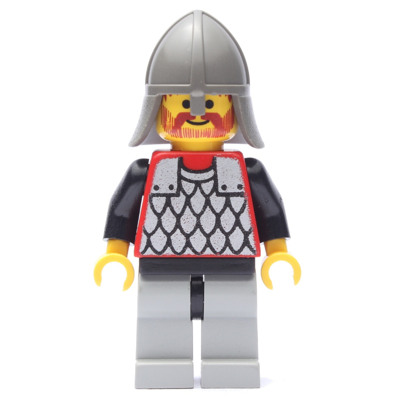 Chevalier (armure à écailles sur rouge) - bras noirs, jambes gris clair, col-protecteur gris foncé (Knight (Scale Mail on Red) - Black Arms, Light Gray Legs, Dark Gray Neck-Protector)