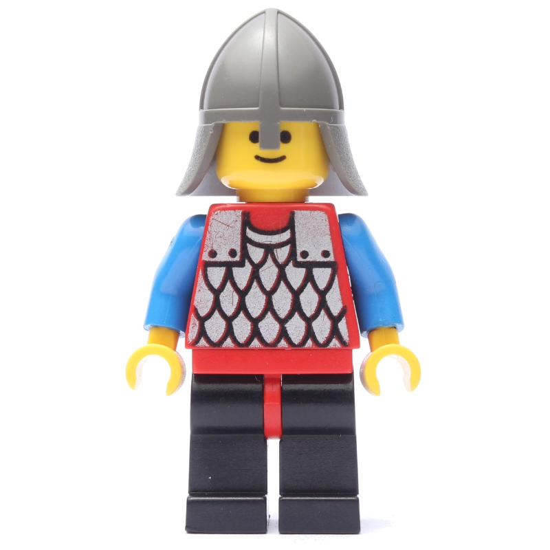 Chevalier (armure à écailles sur rouge) - bras bleus, jambes noires, col-protecteur gris foncé (Knight (Scale Mail on Red) - Blue Arms, Black Legs, Dark Gray Neck-Protector)