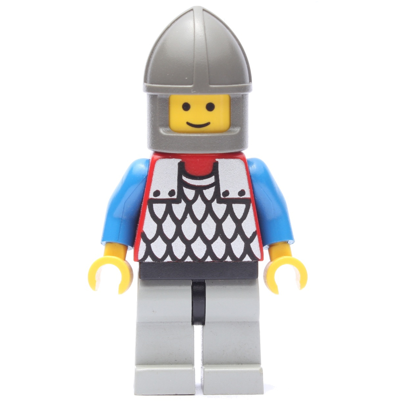 Chevalier (armure à écailles sur rouge) - bras bleus, jambes gris clair, mentonnier gris foncé (Knight (Scale Mail on Red) - Blue Arms, Light Gray Legs, Dark Gray Chin-Guard)