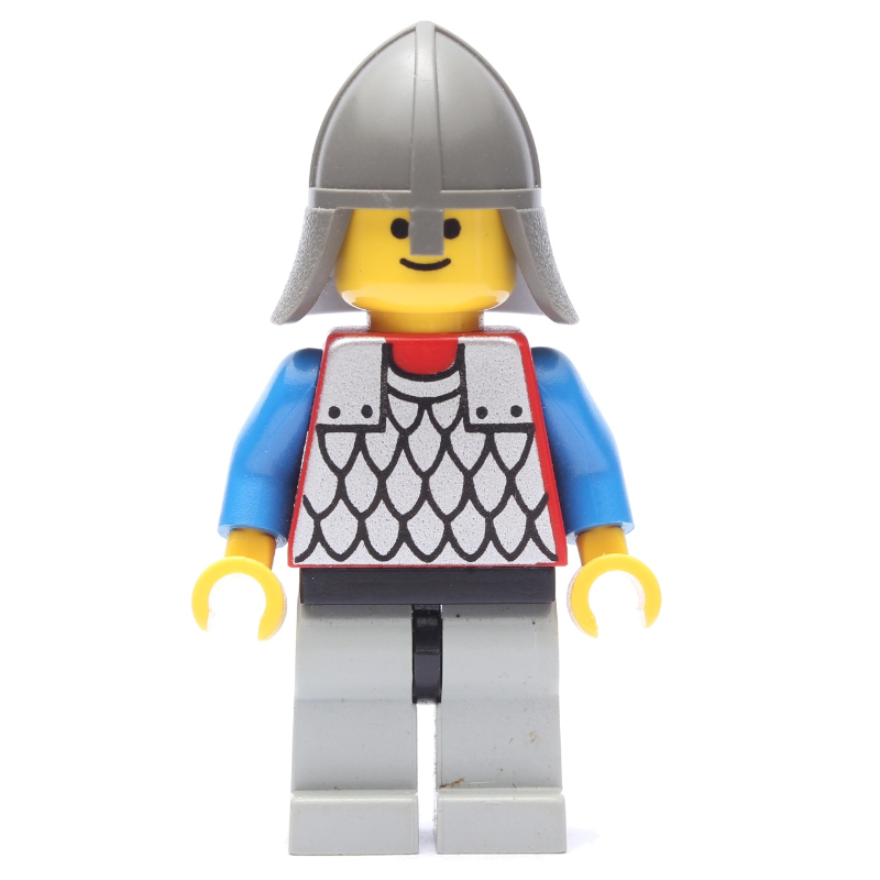 Chevalier (armure à écailles sur rouge) - bras bleus, jambes gris clair, col-protecteur gris foncé (Knight (Scale Mail on Red) - Blue Arms, Light Gray Legs, Dark Gray Neck-Protector)