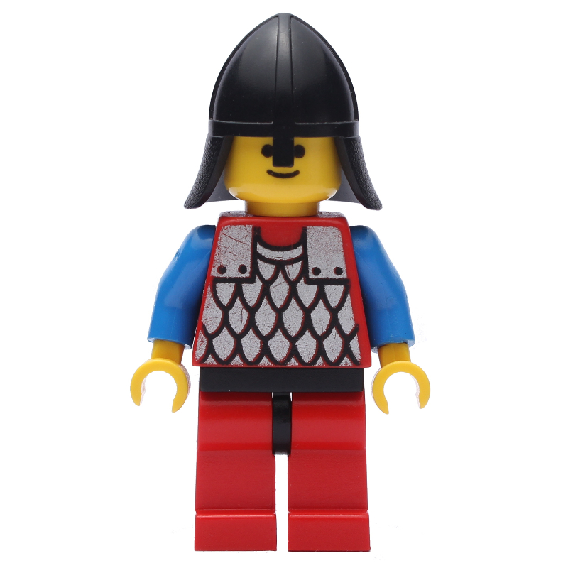Chevalier (armure à écailles sur rouge) - bras bleus, jambes rouges, noir cou-protecteur (Knight (Scale Mail on Red) - Blue Arms, Red Legs, Black Neck-Protector)