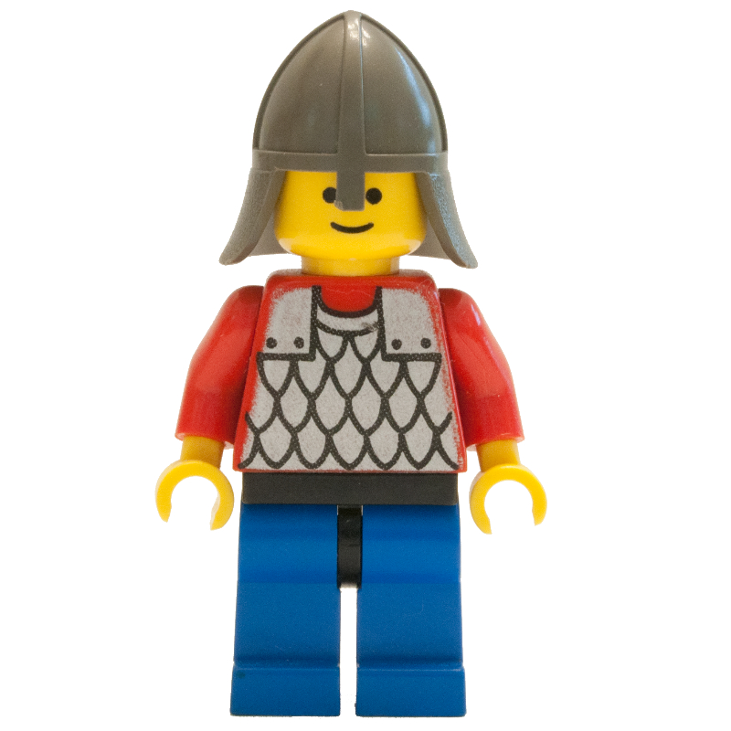 Chevalier (armure à écailles sur rouge) - bras rouges, jambes bleues, col-protecteur gris foncé (Knight (Scale Mail on Red) - Red Arms, Blue Legs, Dark Gray Neck-Protector)