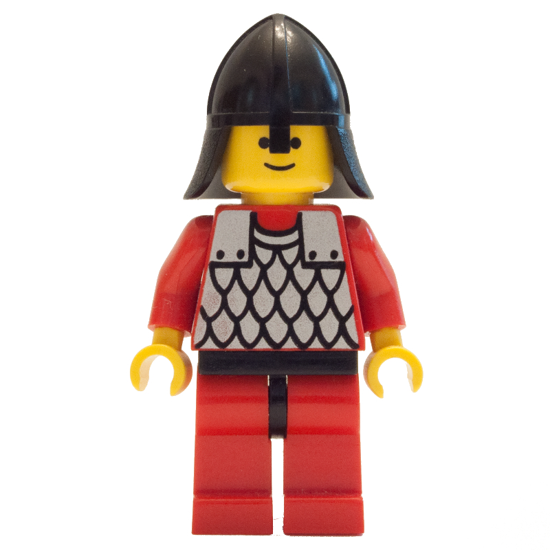 Chevalier (armure à écailles sur rouge) - bras rouges, jambes rouges, noir cou-protecteur (Knight (Scale Mail on Red) - Red Arms, Red Legs, Black Neck-Protector)