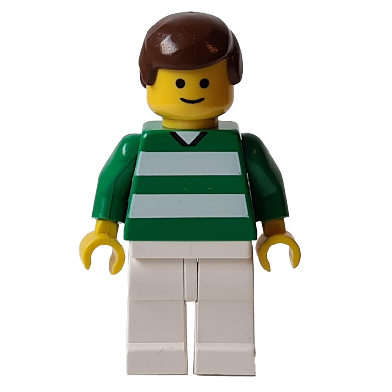 Torse vert, jambes blanches, cheveux bruns, visage standard #2 (Soccer Player Green Torso, White Legs, Brown Hair, Standard Face #2)