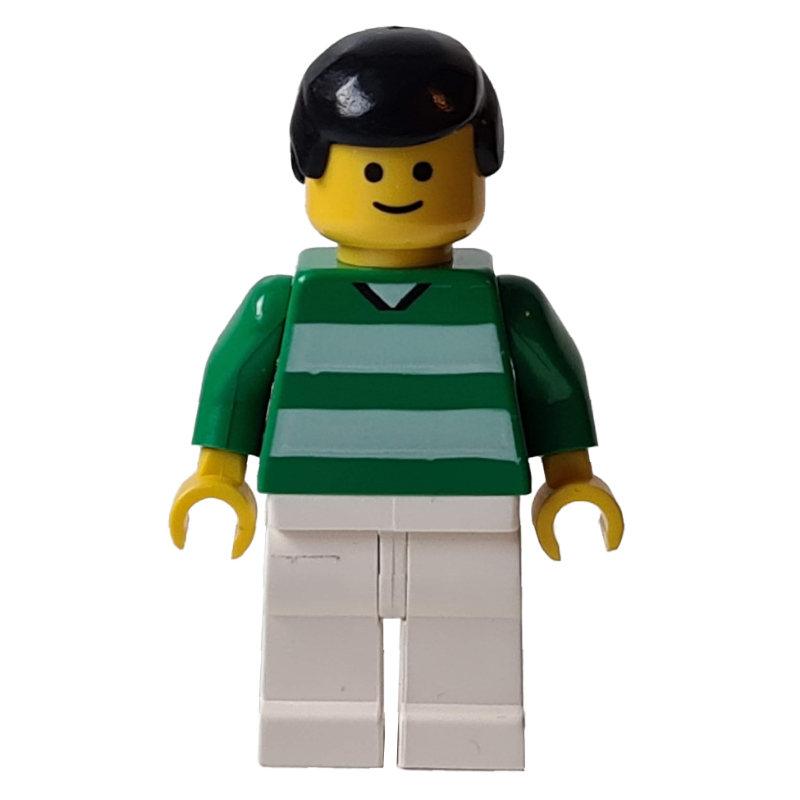 Torse vert, jambes blanches, cheveux noirs, visage standard #7 (Soccer Player Green Torso, White Legs, Black Hair, Standard Face #7)