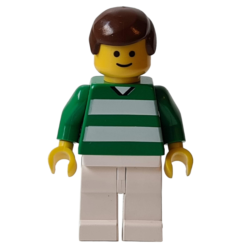 Torse vert, jambes blanches, cheveux bruns, visage standard, #10 (Soccer Player Green Torso, White Legs, Brown Hair, Standard Face, #10)
