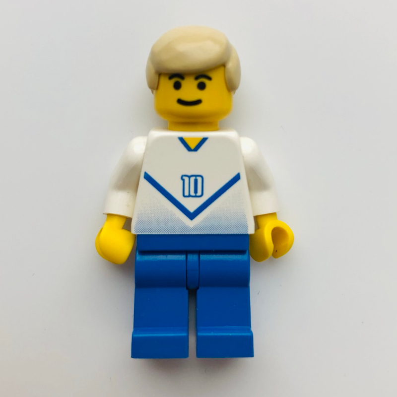Joueur de football torse blanc, jambes bleues #10 (Soccer Player White Torso, Blue Legs #10)