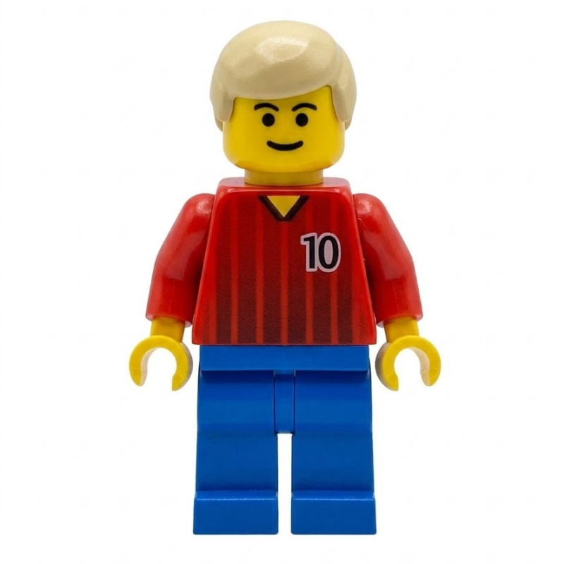 Joueur de football torse rouge, jambes bleues, 10, (Soccer Player Red Torso, Blue Legs, #10)