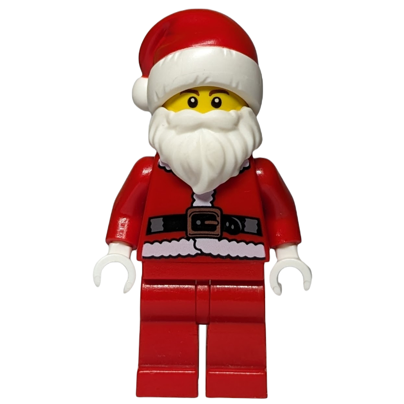 Père Noël, manteau et ceinture, jambes rouges sans motif, chapeau de père Noël, sourcils bruns (Santa, Coat and Belt, Plain Red Legs, Santa Hat, Brown Eyebrows)