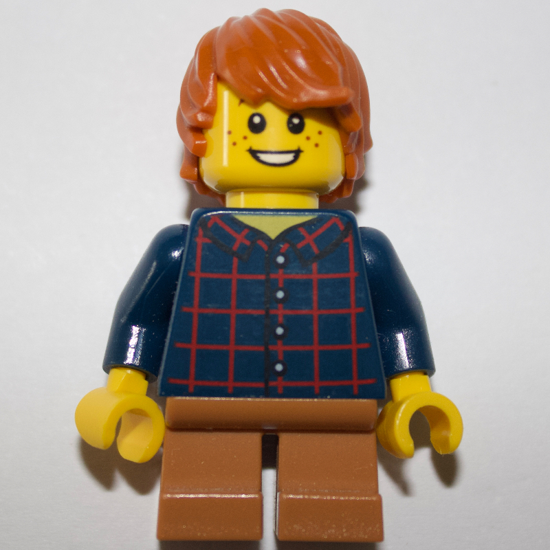 Garçon, chemise à carreaux, courtes jambes de nougat moyen, cheveux orange foncé (Boy, Plaid Shirt, Short Medium Nougat Legs, Dark Orange Hair)