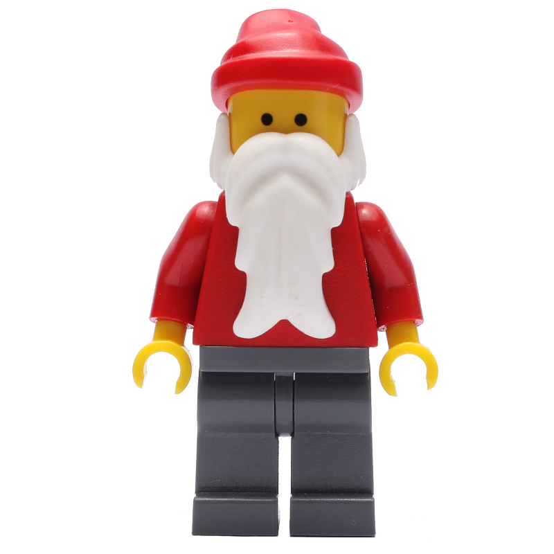 Père Noël, rouge uni, jambes gris bleuté foncé (Santa, Plain Red, Dark Bluish Gray Legs)