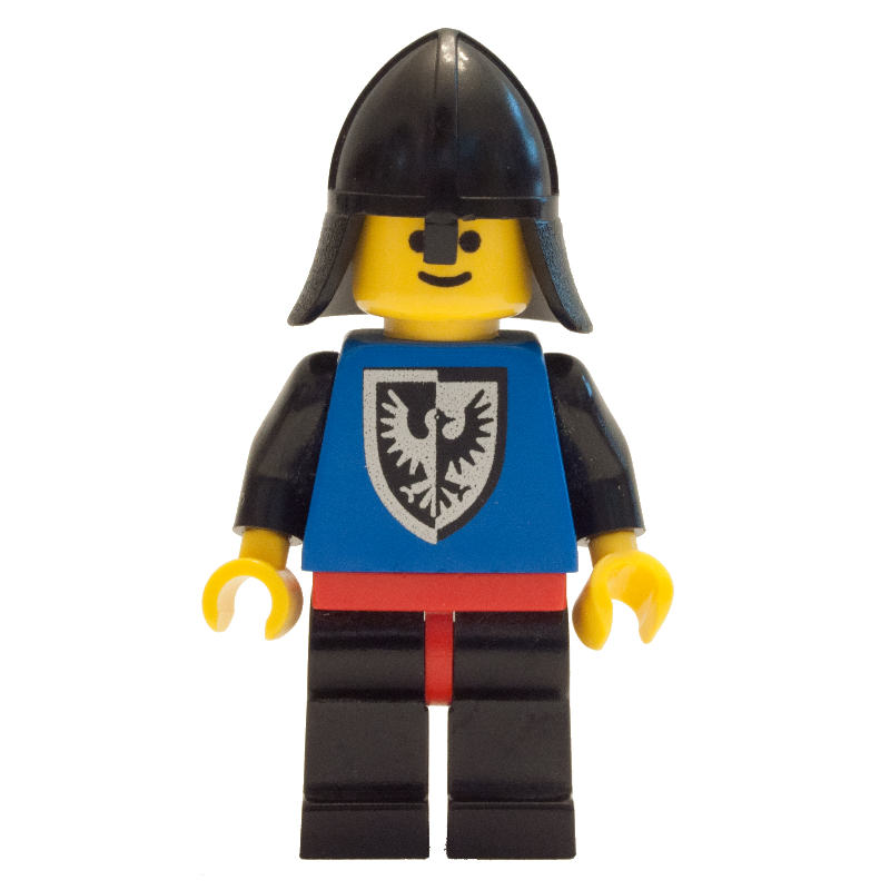 Chevalier (faucon noir) - jambes noires, hanches rouges, bouclier arrondi, protège-cou (Knight (Black Falcon) - Black Legs, Red Hips, Rounded Shield, Neck-Protector)