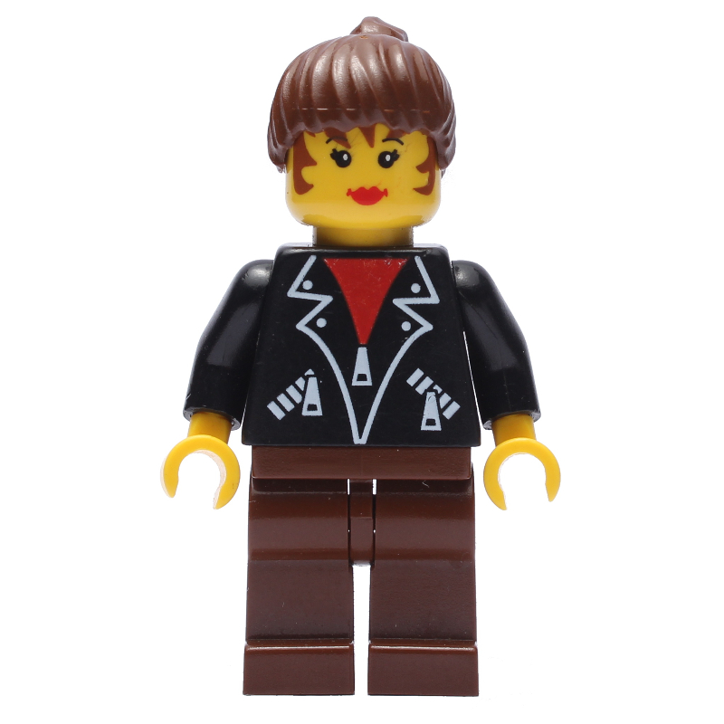 Femme - veste noire, jambes brunes (Woman - Black Jacket, Brown Legs)