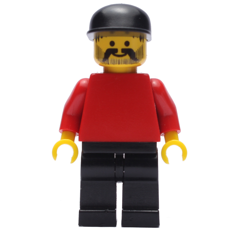 Homme - torse rouge, jambes noires, casquette noire (Man - Red Torso, Black Legs, Black Cap)