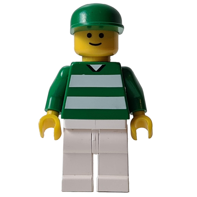 Fan de football, torse vert, jambes blanches, casquette verte (Soccer Fan, Green Torso, White Legs, Green Cap)