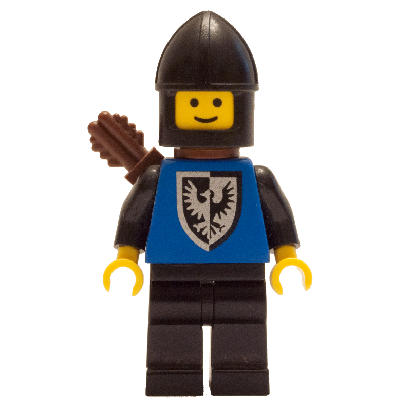 Archer (faucon noir) - jambes noires, hanches noires, bouclier arrondi, mentonnière (Archer (Black Falcon) - Black Legs, Black Hips, Rounded Shield, Chin-Guard)