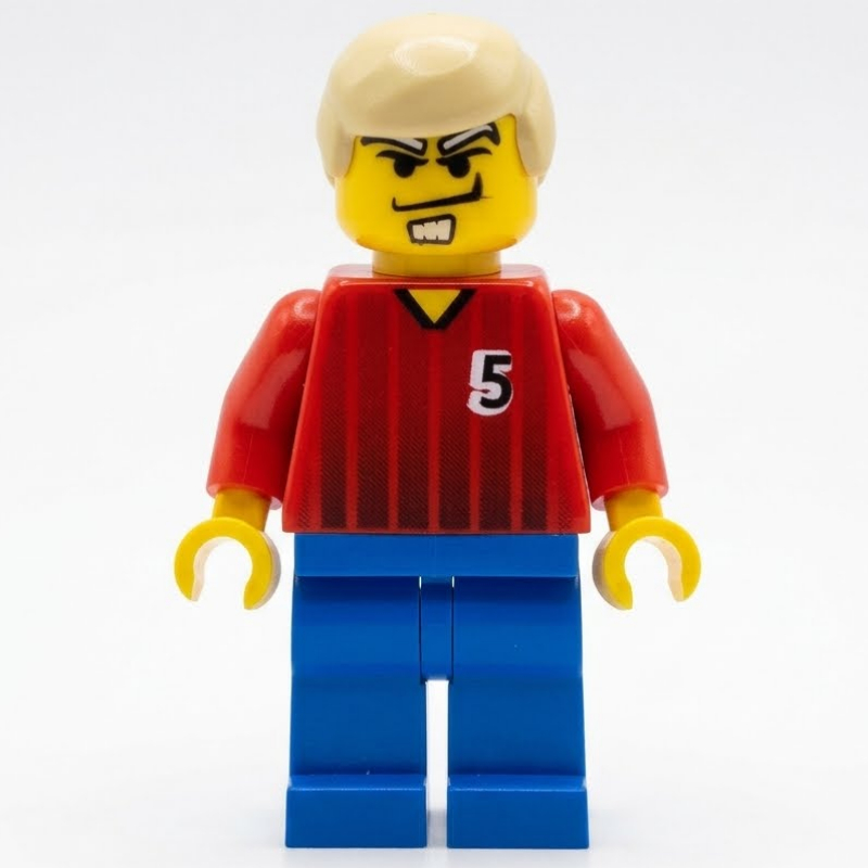 Joueur de football torse rouge, jambes bleues,,5 (Soccer Player Red Torso, Blue Legs, #5)